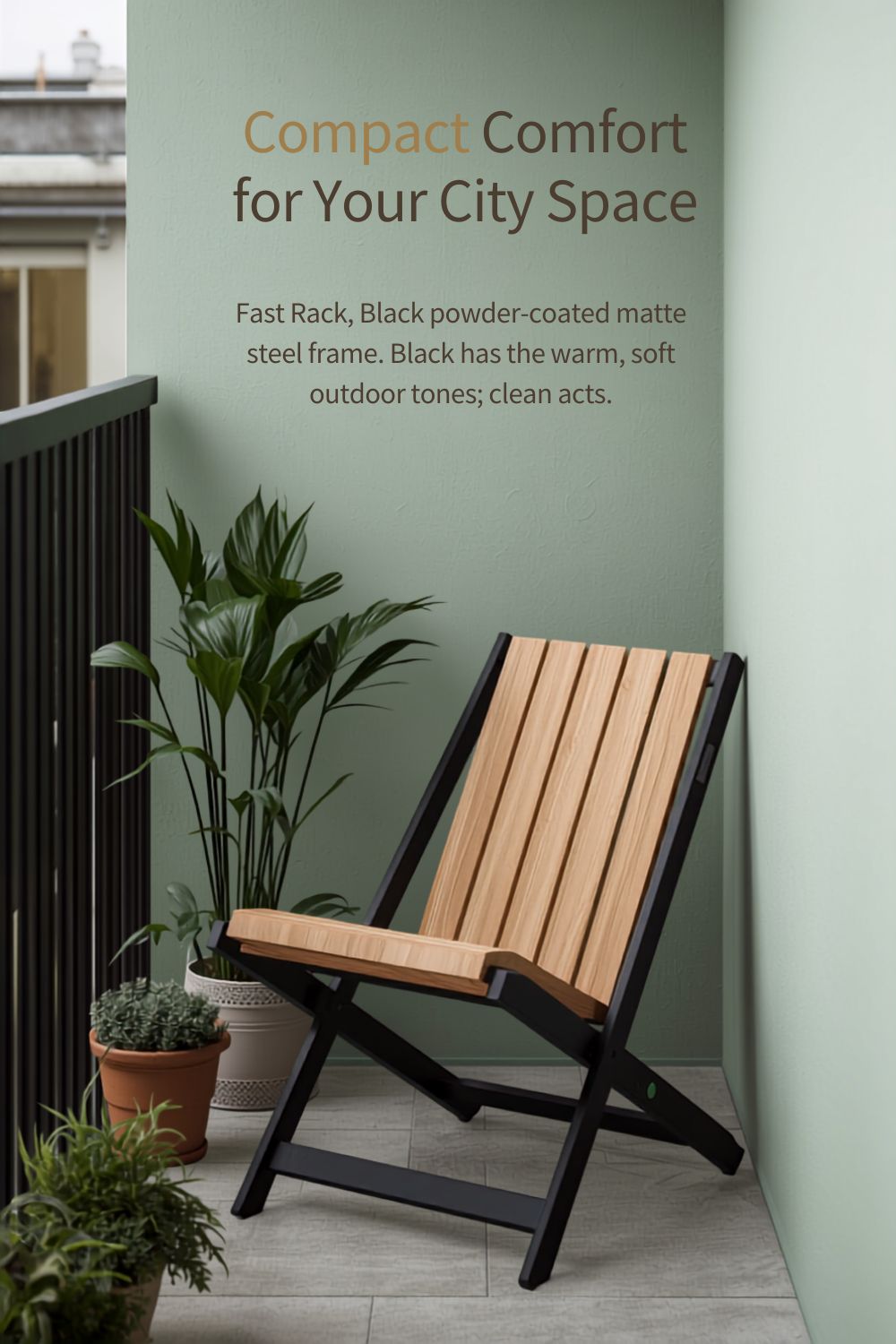 Space saving outdoor balcony chair for small apartment
