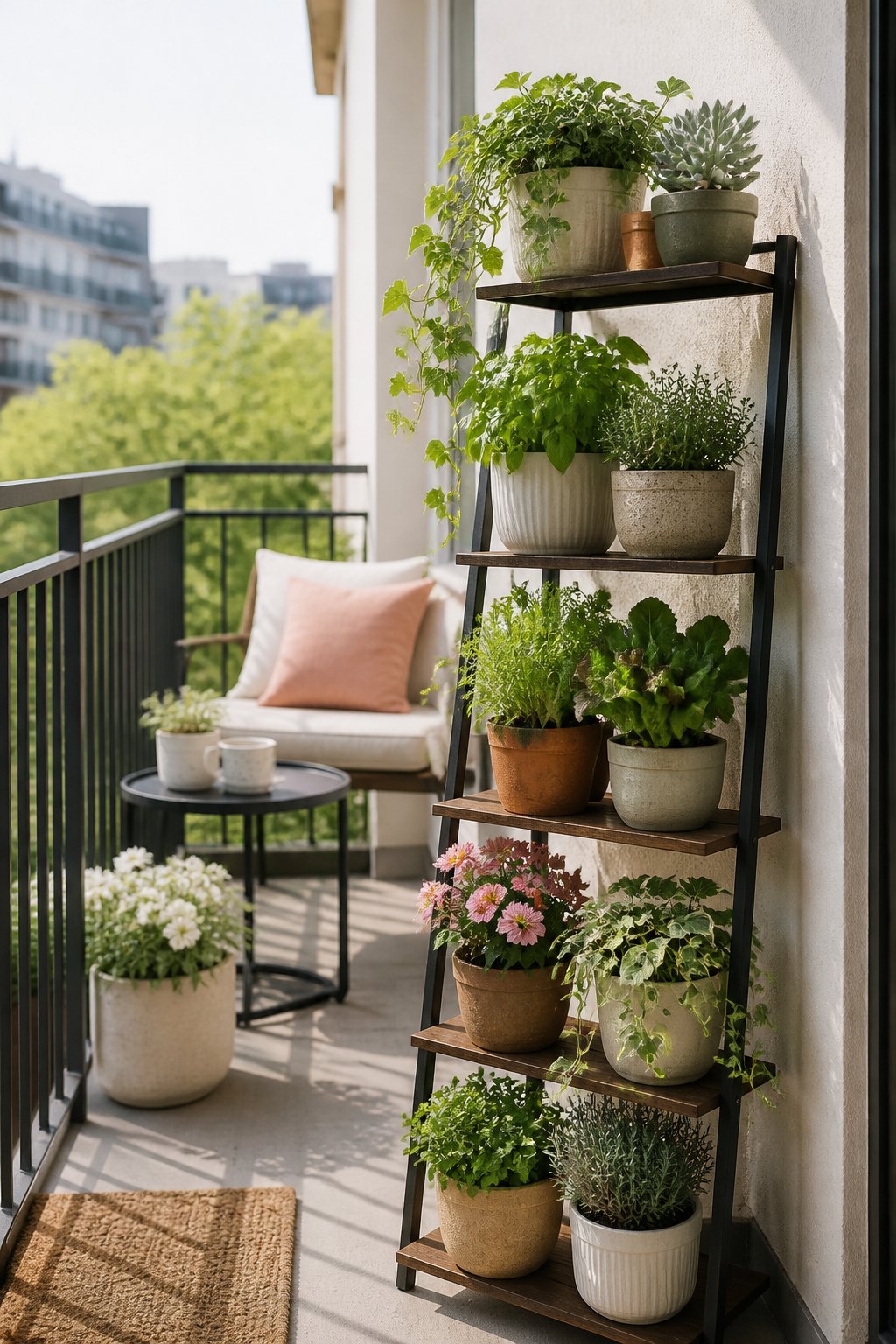 Vertical plant stand for small balcony garden