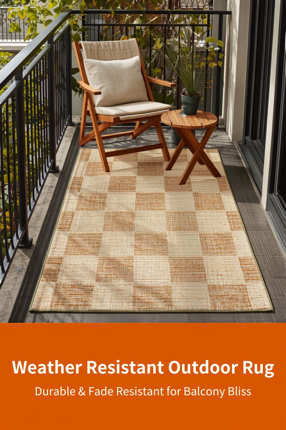 Weather resistant outdoor rug for apartment balcony