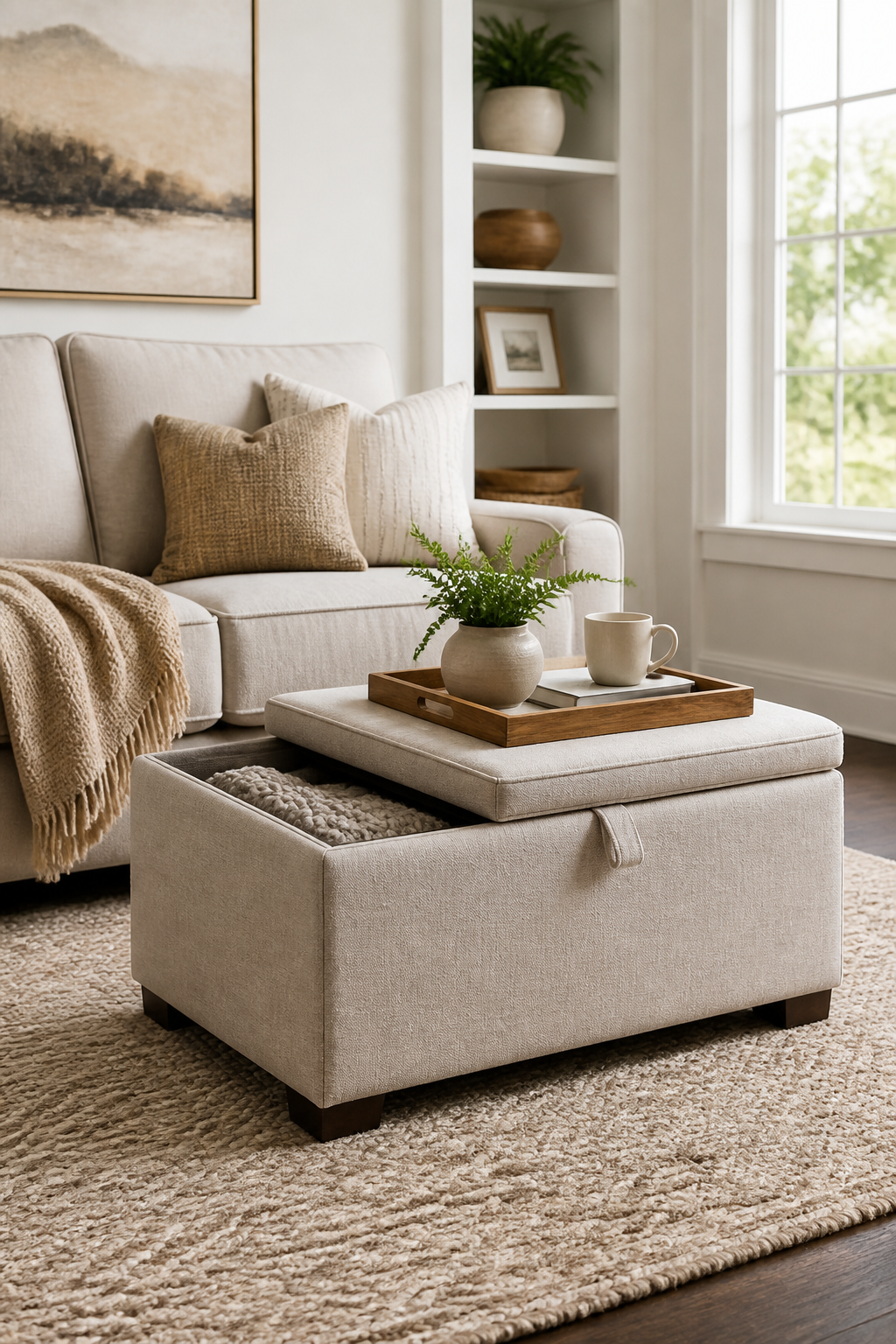 Add a Storage Ottoman Instead of Another Table