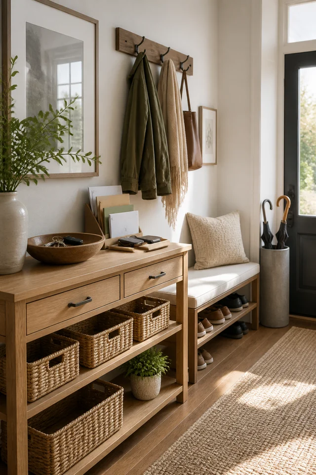 Small apartment living room with practical storage solutions