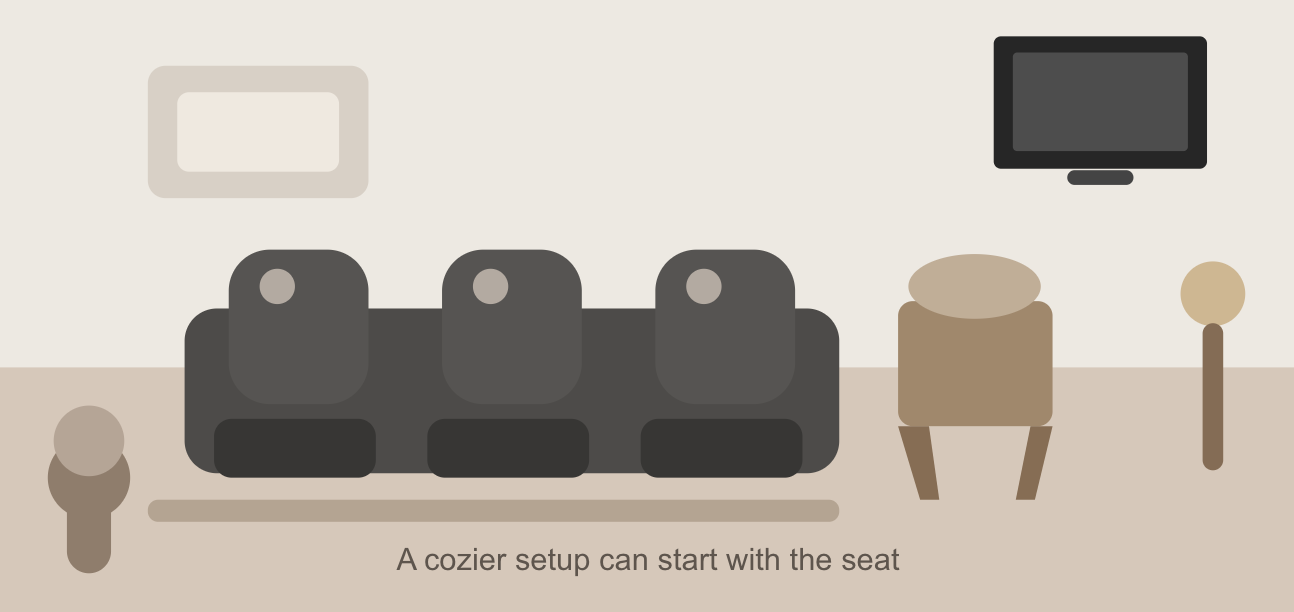 Cozy living room with reclining seating and television